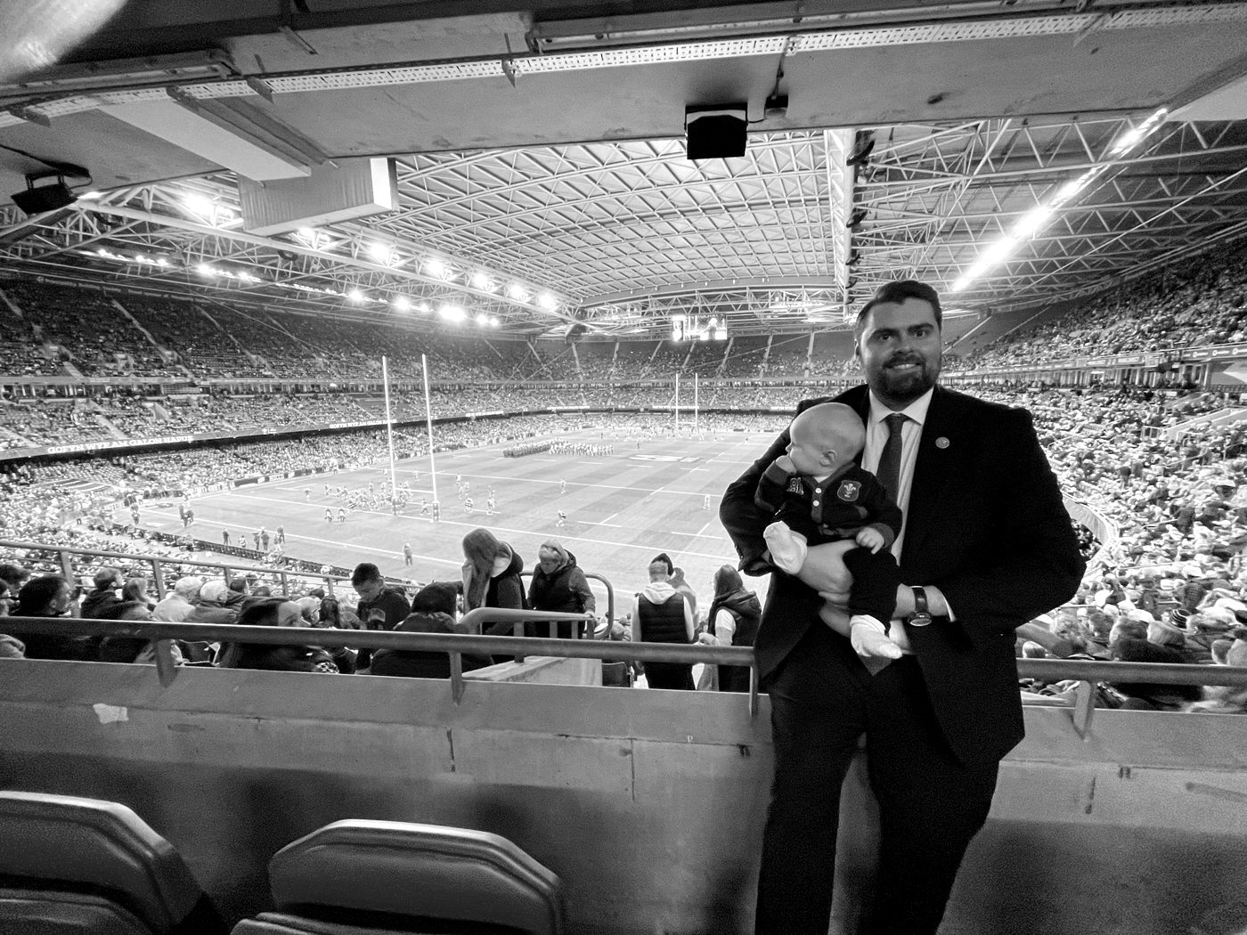 Rhys Morris hosting a matchday crowd at the Principality Stadium, Cardiff