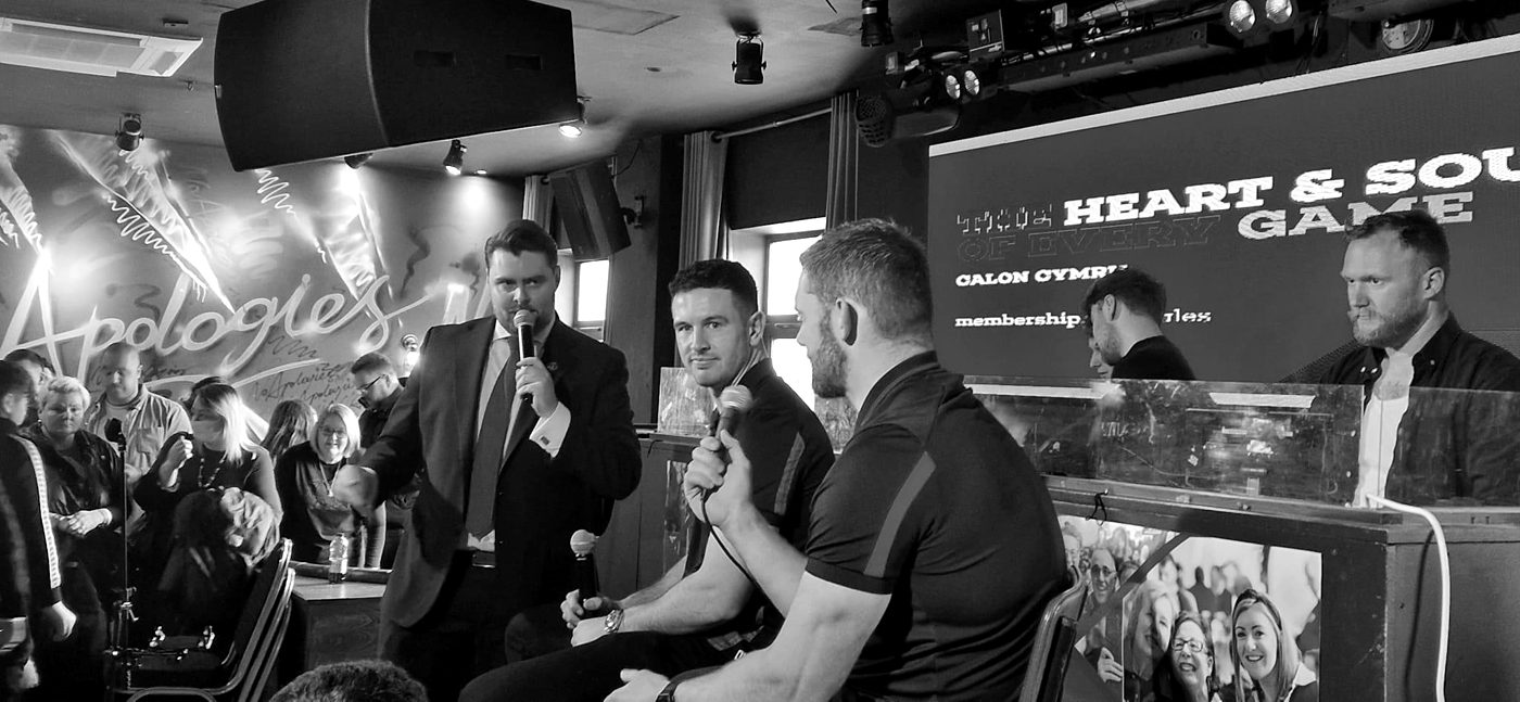 Rhys Morris hosting a live audience